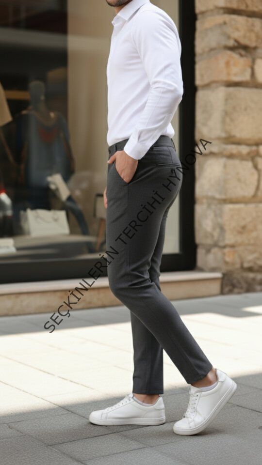 Erkek Slim Fit Likralı Gabardin Pantolon
