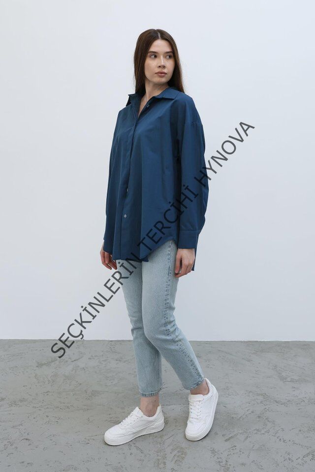 Uzun Kol Gömlek - İndigo