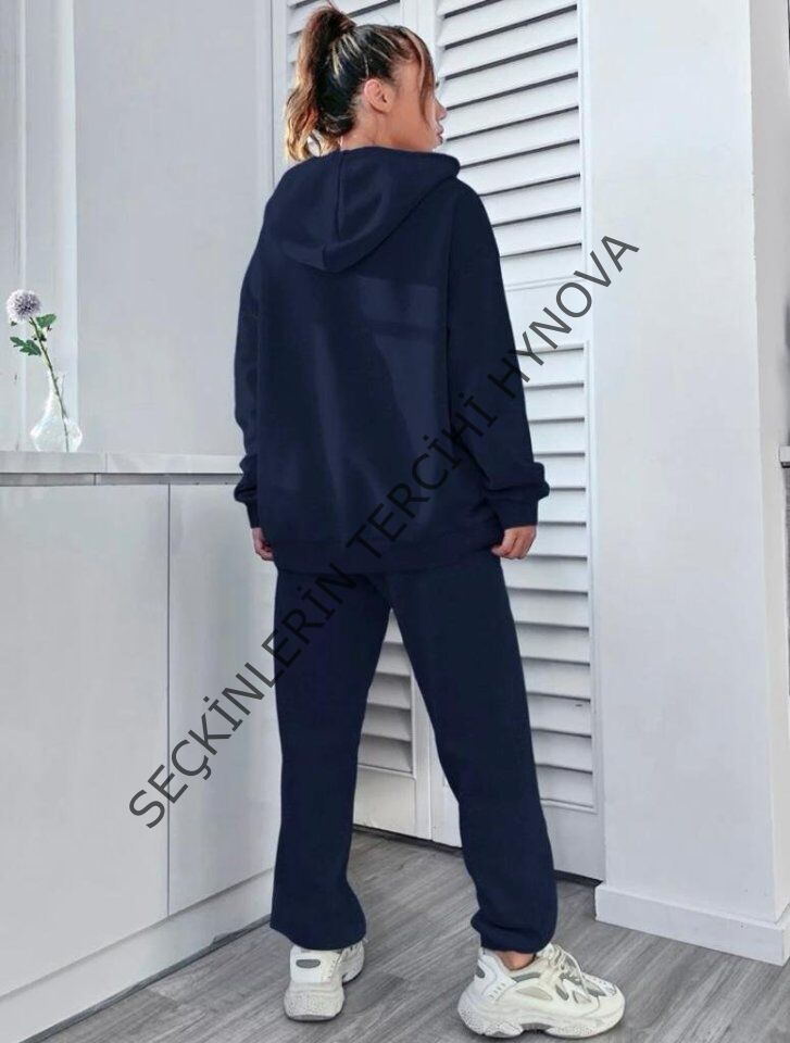 Kadın üç Iplik Kumaş California Kapşonlu Ikili Takım