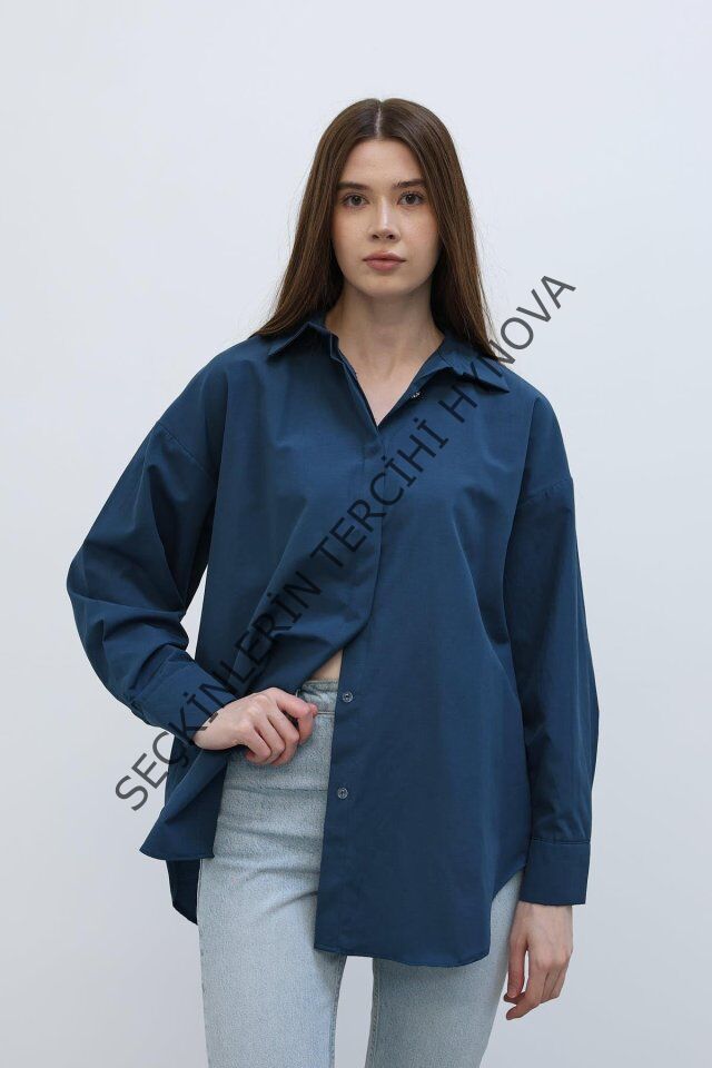 Uzun Kol Gömlek - İndigo