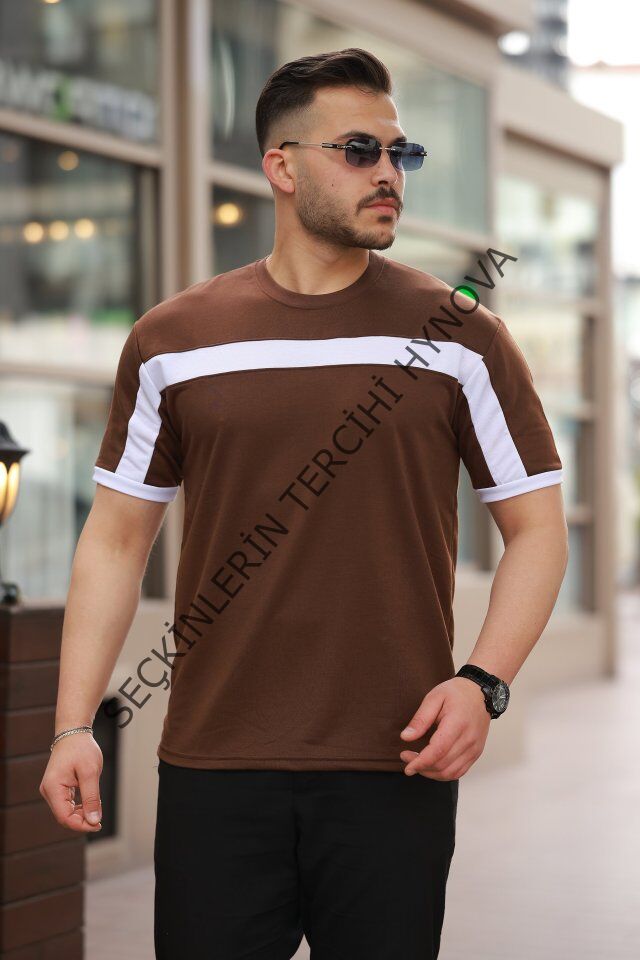 Erkek şerit Detaylı Kısa Kollu T-shirt