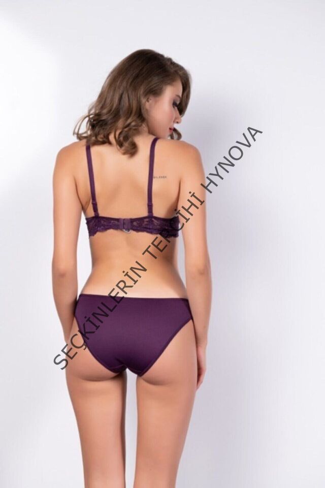 Kadın Mor Dantel Detaylı Sütyen Ve Külot Takım – Modern, Konforlu ve Günlük Kombinlere Uygun