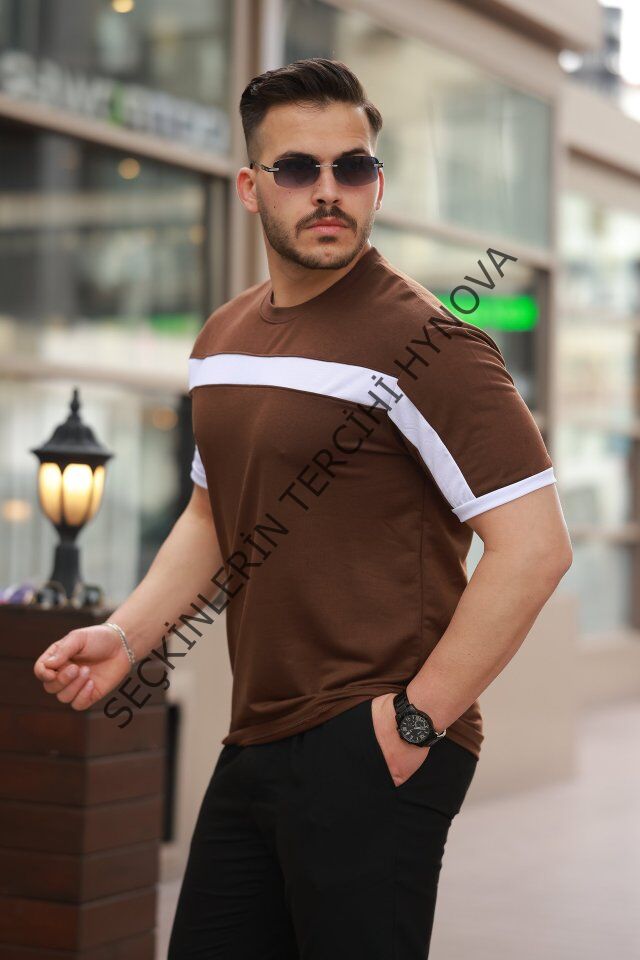 Erkek şerit Detaylı Kısa Kollu T-shirt