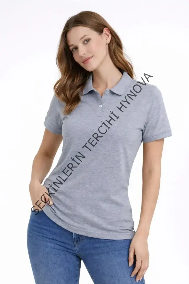 Pike Kumaş Düğmeli Yaka Regular Rahat Günlük Kısa Kol Tişört T-shirt - Gri