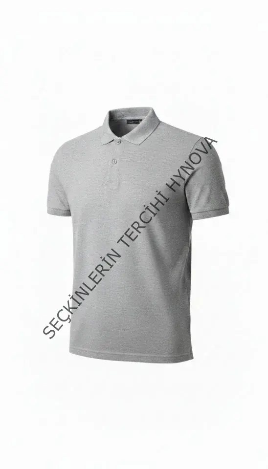 Erkek Pike Kumaş Düğmeli Yaka Regular Fit Günlük Kısa Kol Tişört T-shirt - Gri