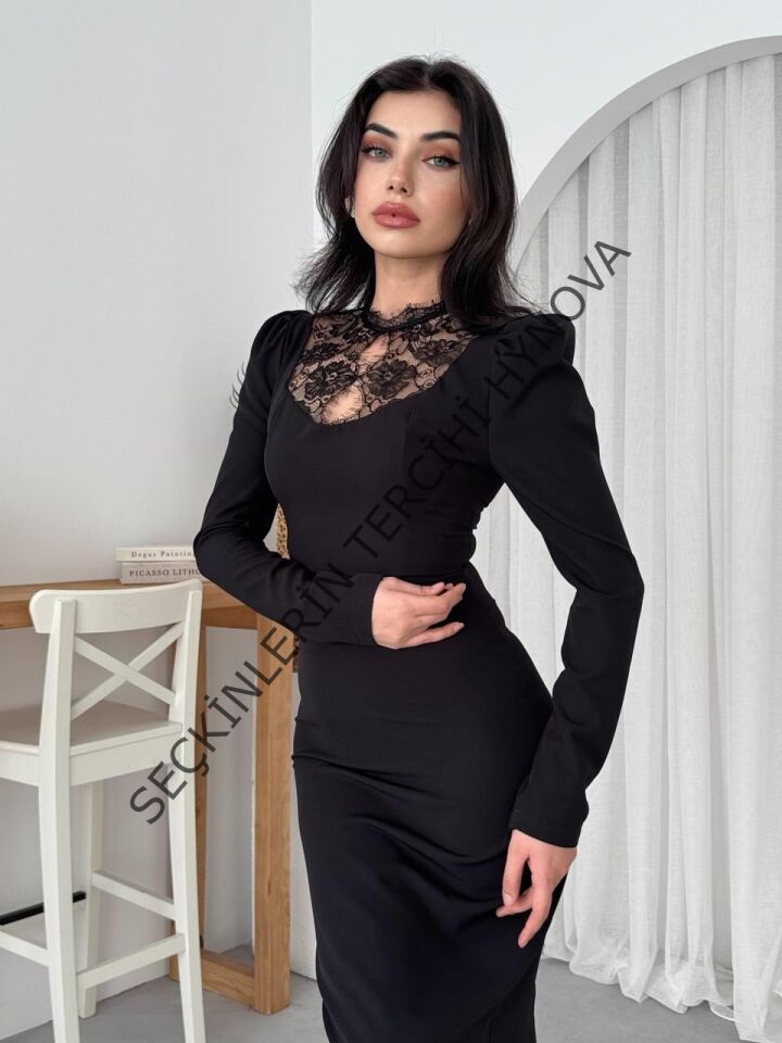 Port Dantel Detay Elbise