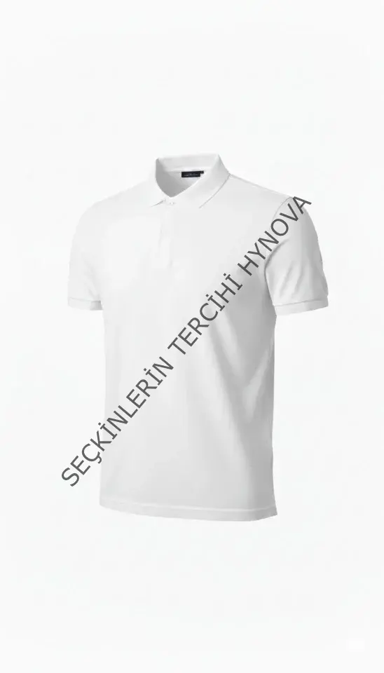 Erkek Pike Kumaş Düğmeli Yaka Regular Fit Günlük Kısa Kol Tişört T-shirt - Beyaz