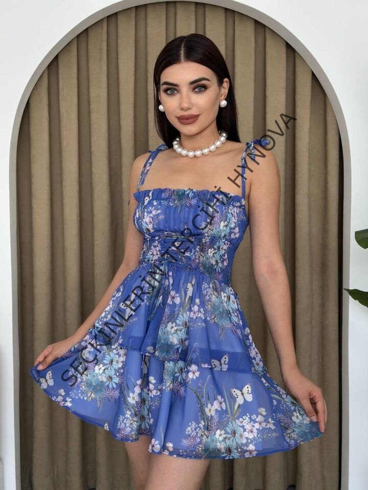 Venlo Beli Lastikli İp Askılı Elbise