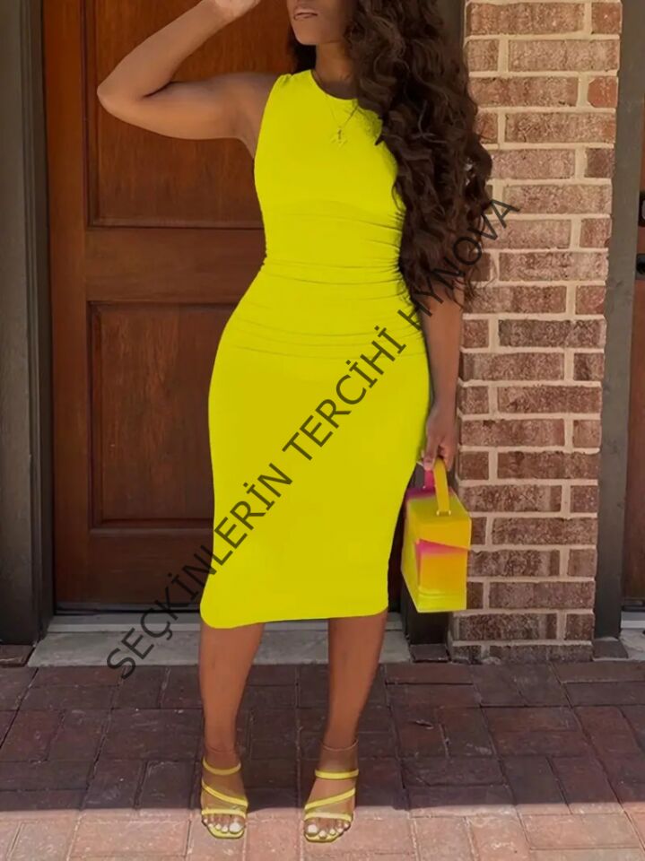 Kadın Bodycon Midi Boy Dalgıç Elbise