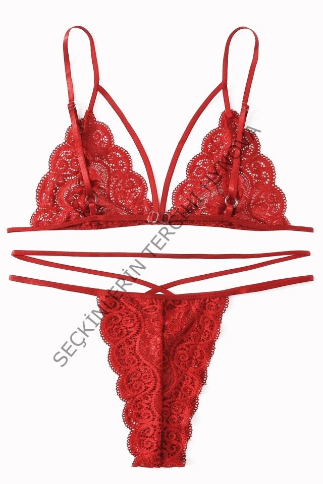 Kadın Kırmızı Dantel Sütyen Külot Takımı – Modern, Konforlu ve Günlük Kombinlere Uygun