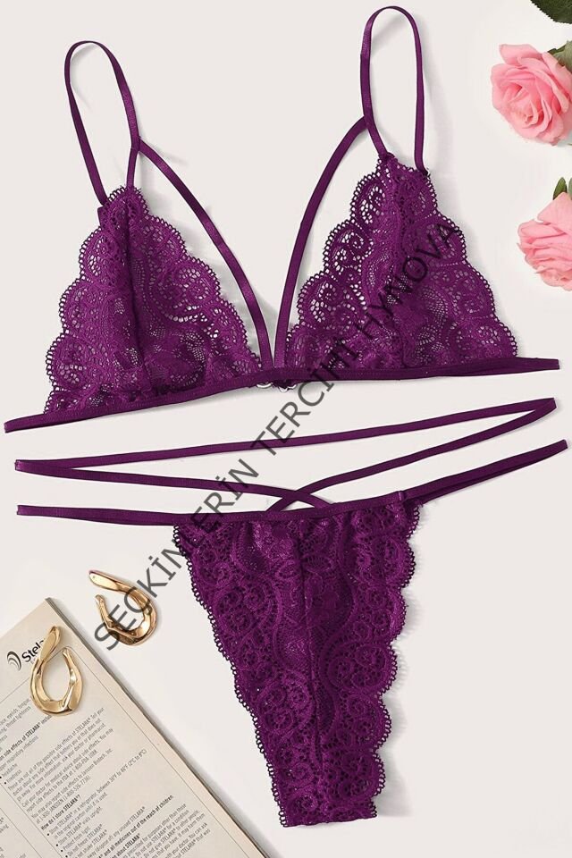 Kadın Mor Dantel Sütyen Külot Takımı – Modern, Konforlu ve Günlük Kombinlere Uygun