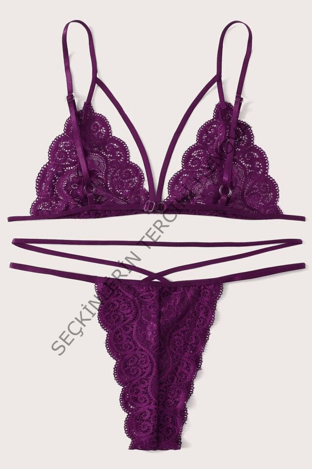 Kadın Mor Dantel Sütyen Külot Takımı – Modern, Konforlu ve Günlük Kombinlere Uygun