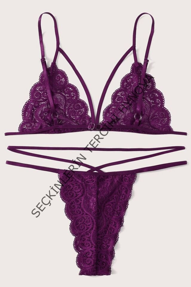 Kadın Mor Dantel Sütyen Külot Takımı – Modern, Konforlu ve Günlük Kombinlere Uygun
