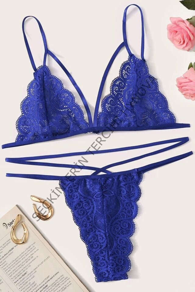Kadın Mavi Dantel Sütyen Külot Takımı – Modern, Konforlu ve Günlük Kombinlere Uygun