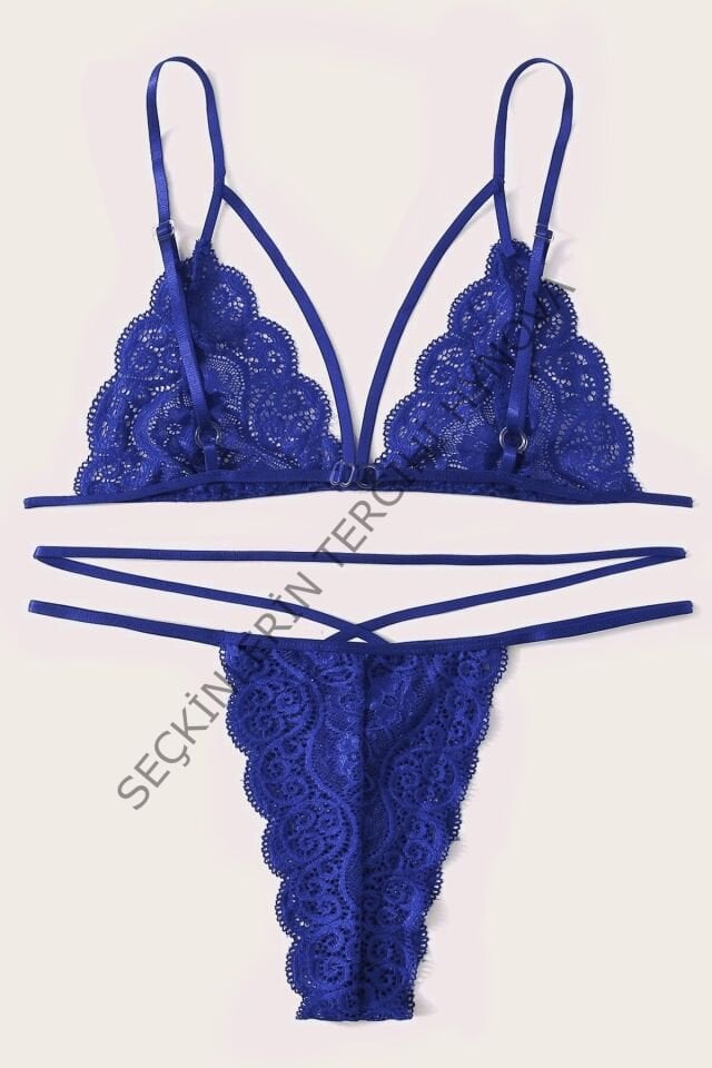 Kadın Mavi Dantel Sütyen Külot Takımı – Modern, Konforlu ve Günlük Kombinlere Uygun