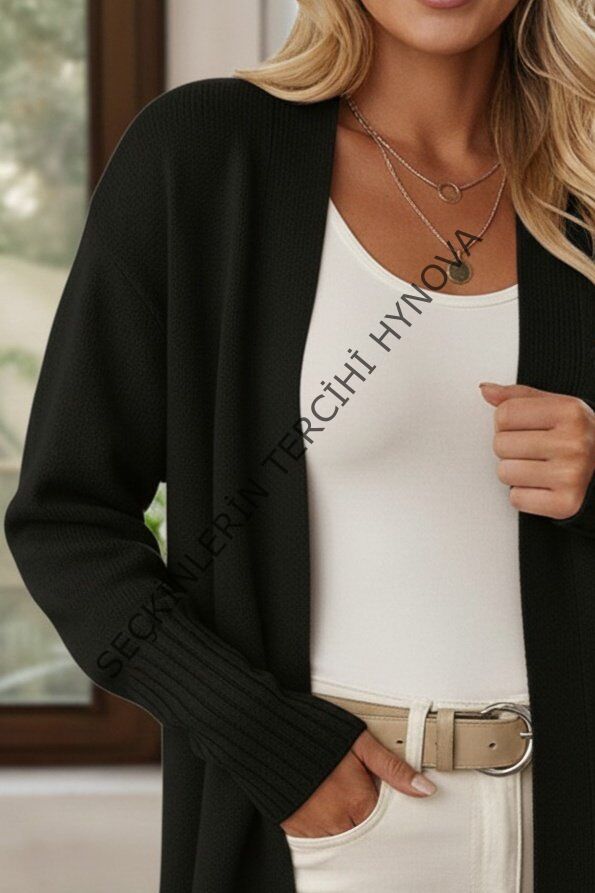 Kadın Uzun Kollu önü Açık Triko Hırka