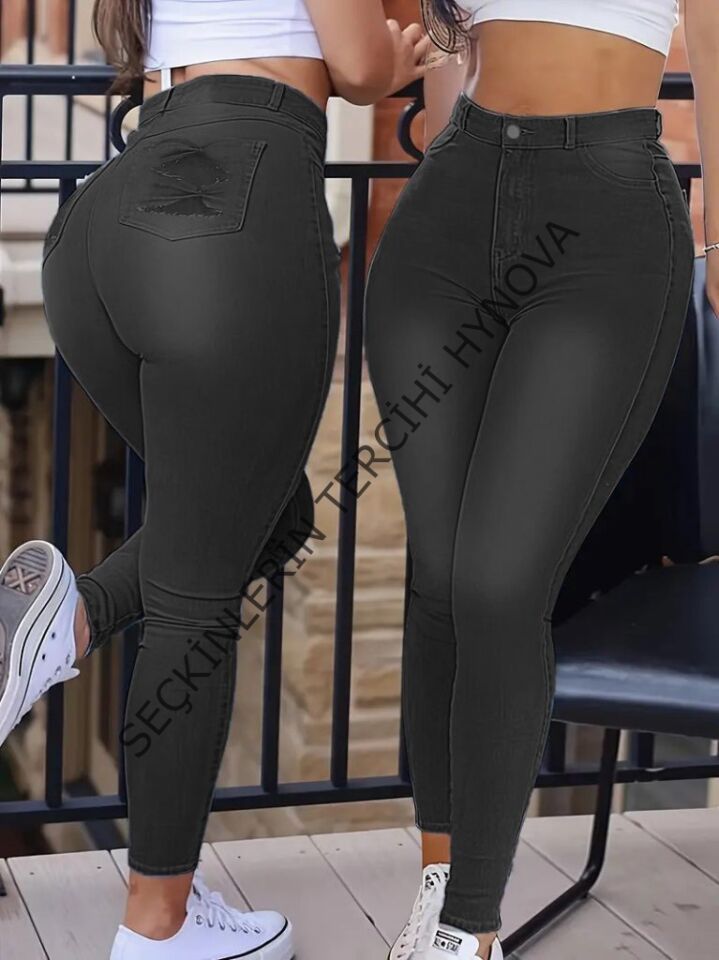 Kadın Yüksek Bel Dar Kesim Kot Pantolon