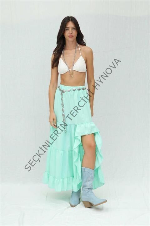 Audrey Fıfrlı Yırtmaç Detay Etek 4037