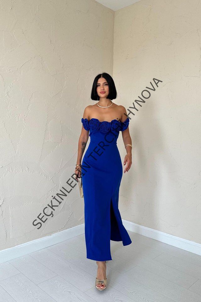 Saks Madonna Yaka Güllü Elbise