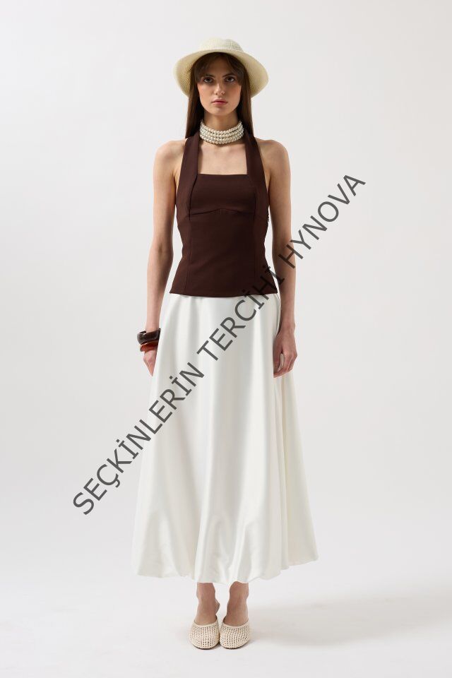 Kalın Askılı Crop Bluz