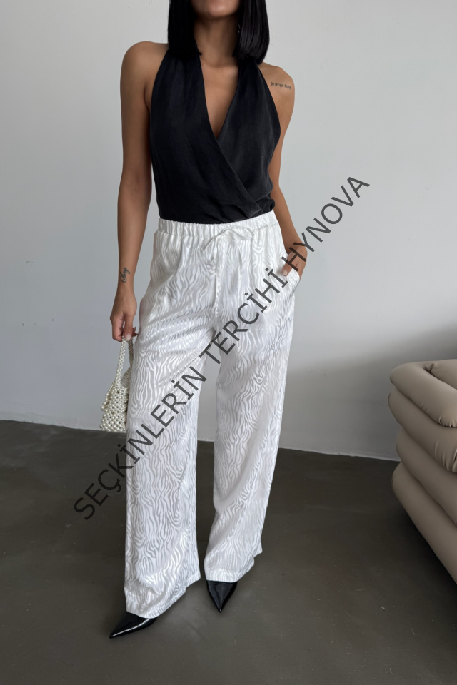 JAKAR SATEN PANTOLON - Beyaz