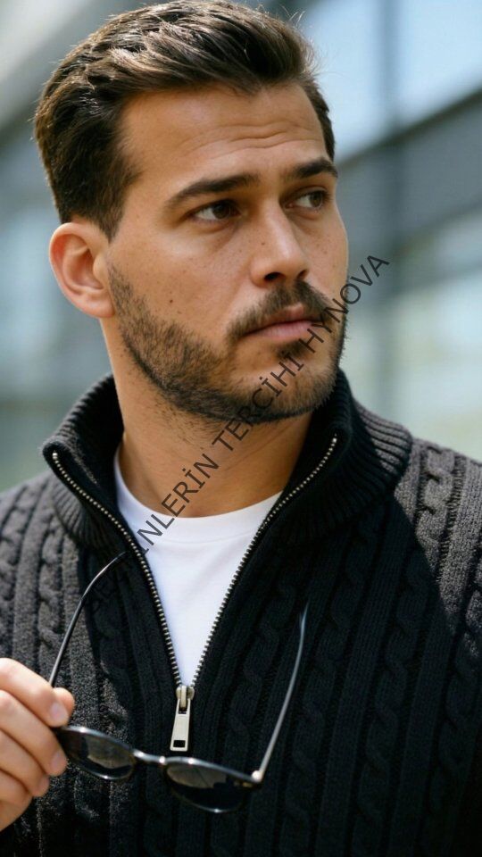 Erkek Örgü Desen Zip Yaka Triko