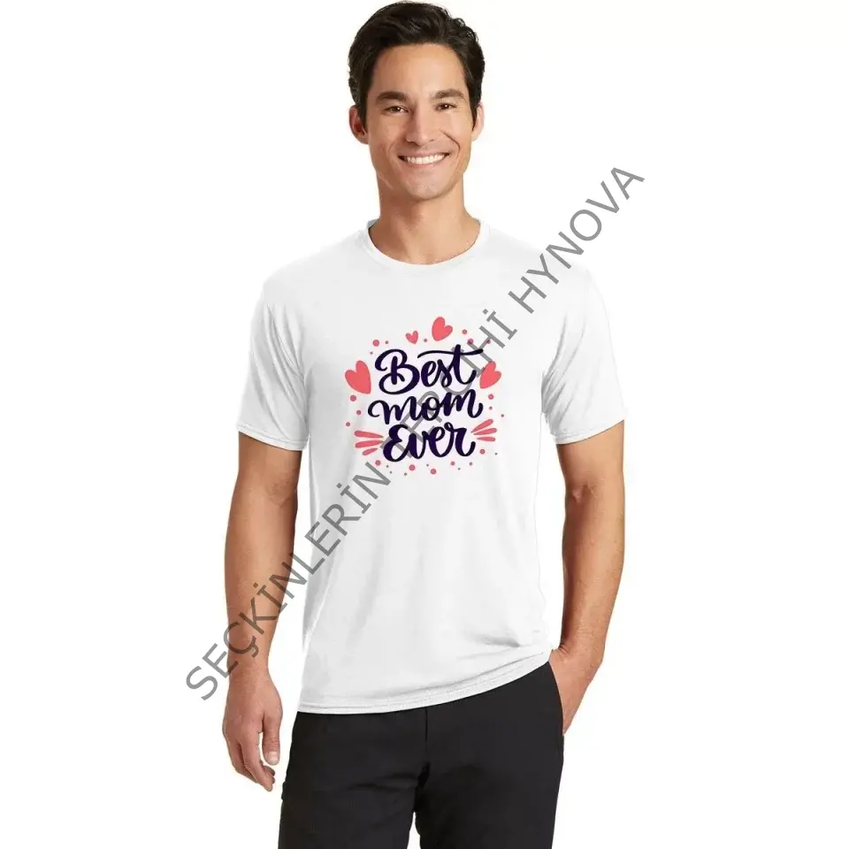 Unisex Bisiklet Yaka Baskılı Oversize T-Shirt - Beyaz