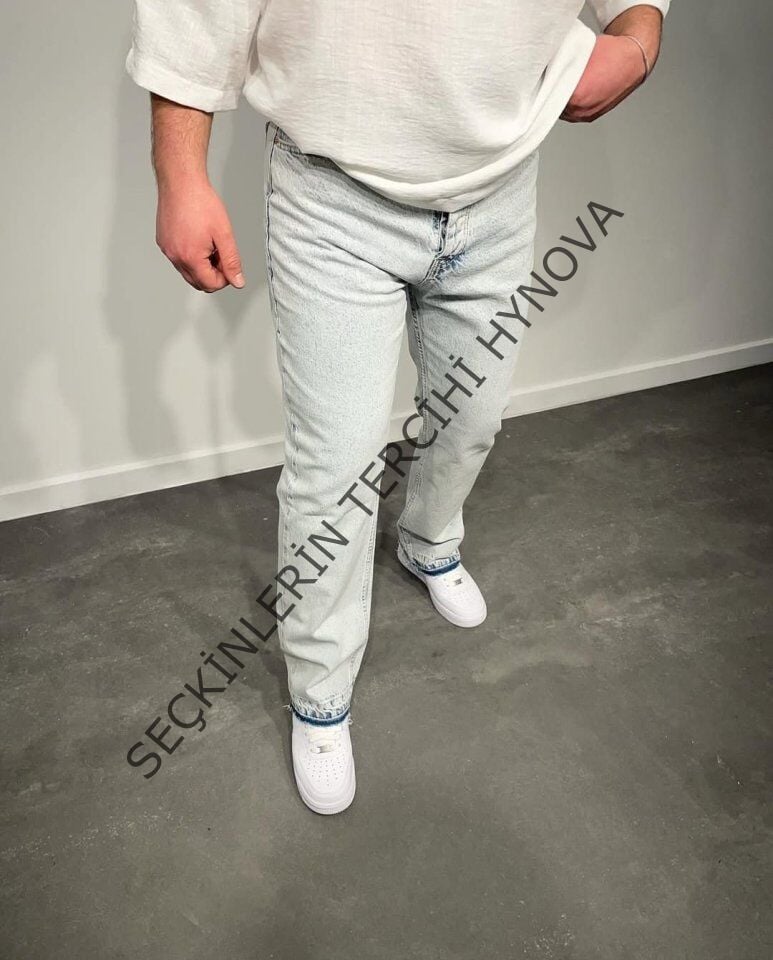 Erkek Paça Detaylı Baggy Jean
