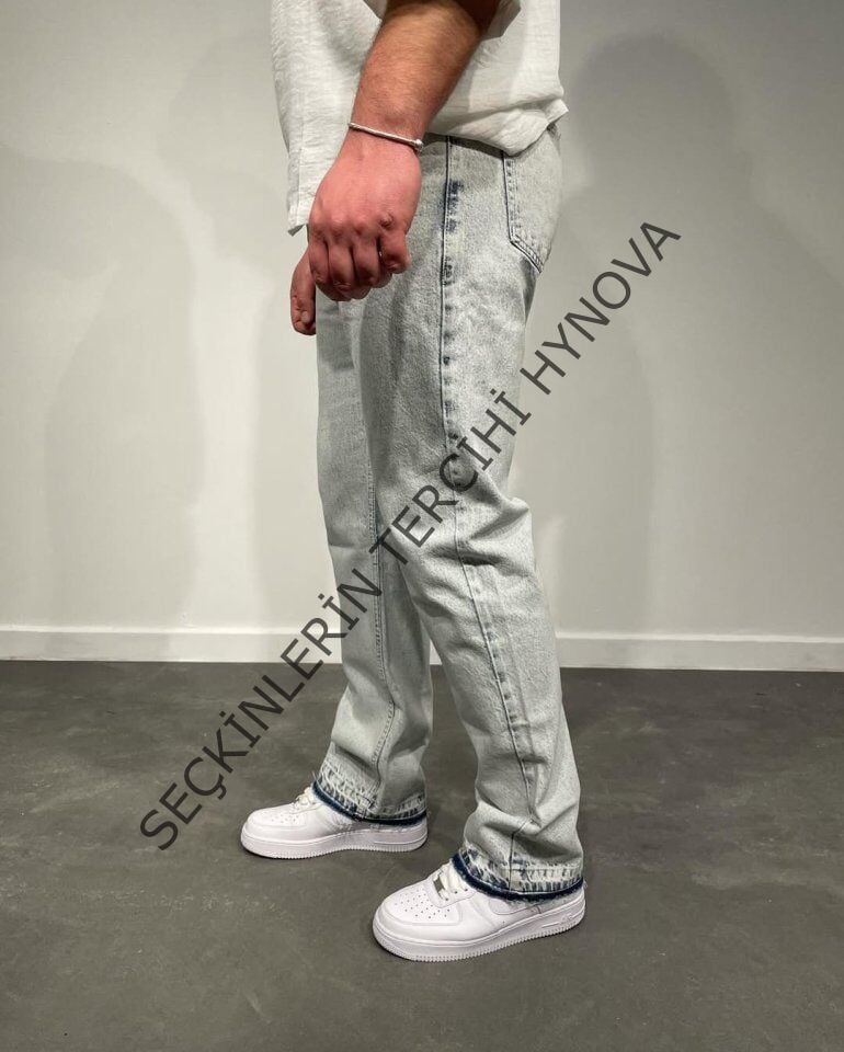 Erkek Paça Detaylı Baggy Jean