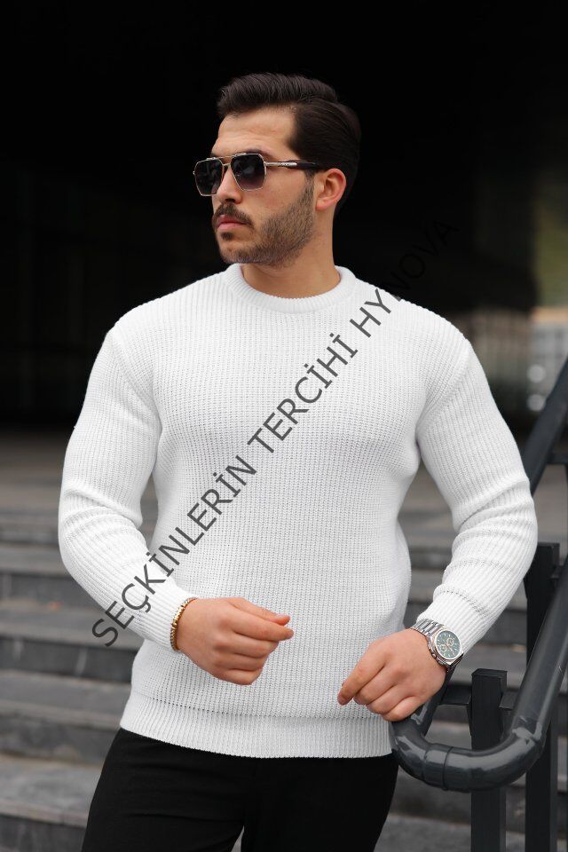 Erkek Bisiklet Yaka Örme Kazak