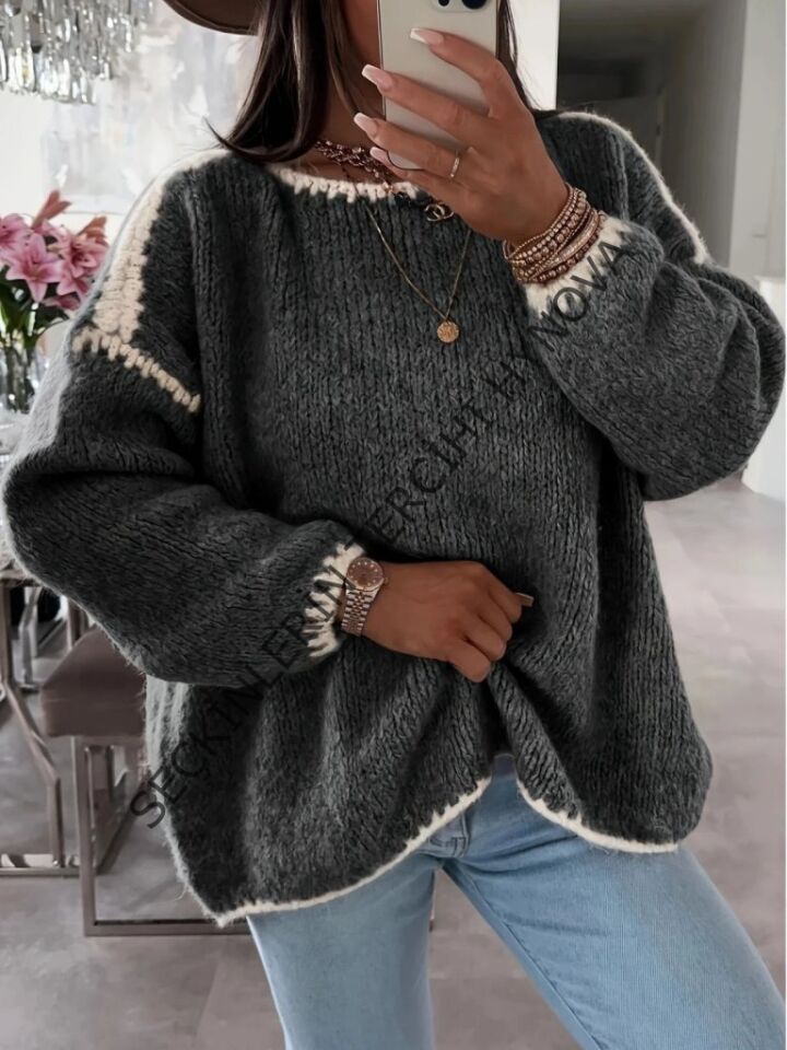 Kadın Uzun Kollu Kayık Yaka Triko Bluz