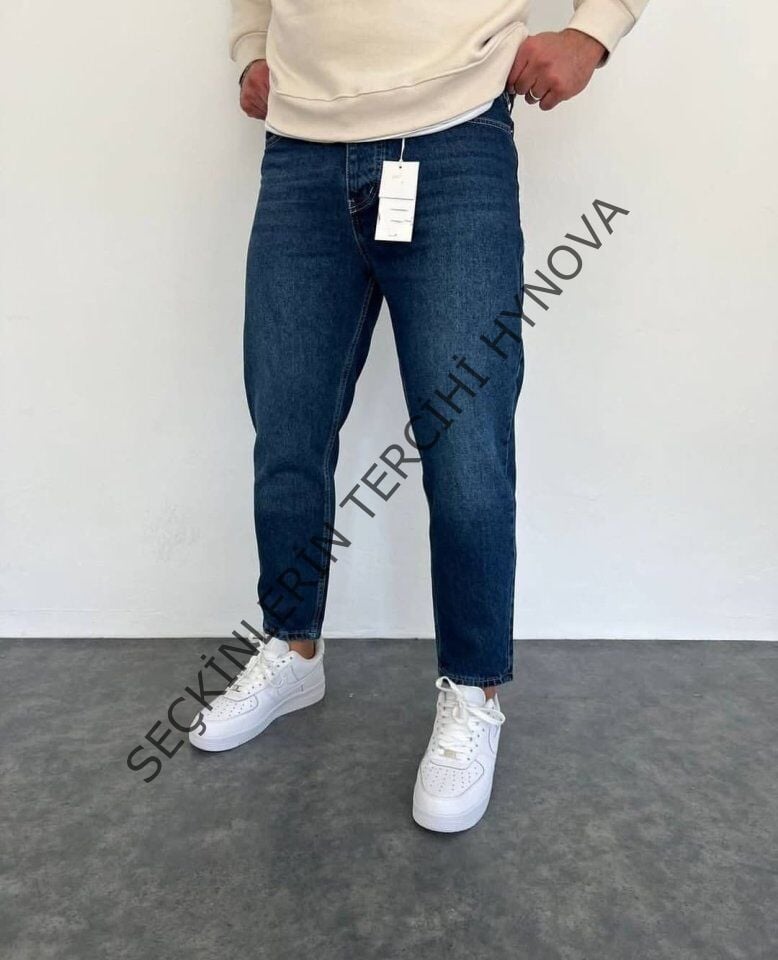 Erkek Lacivert Mom Jean 