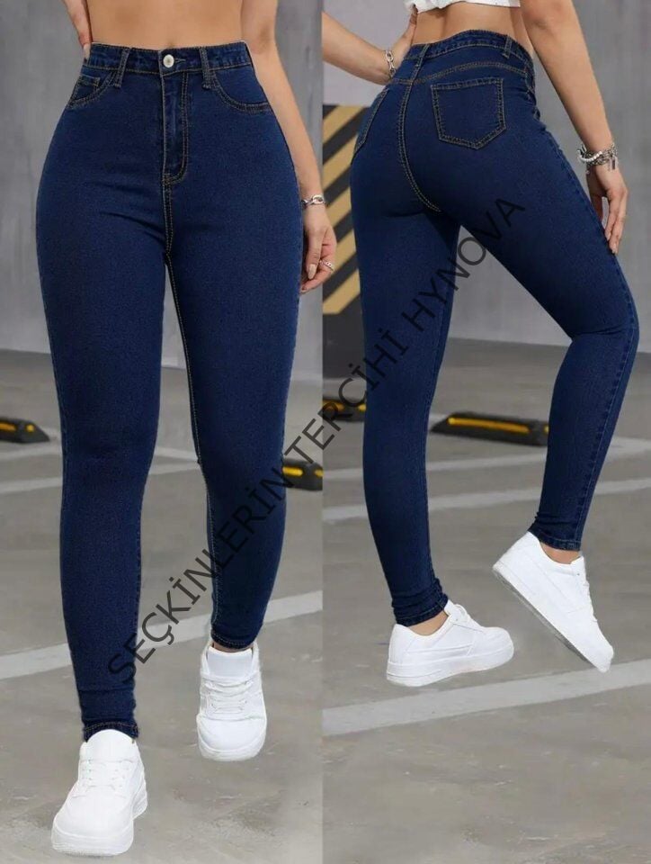 Kadın Yüksek Bel Dar Paça Likralı Pantolon