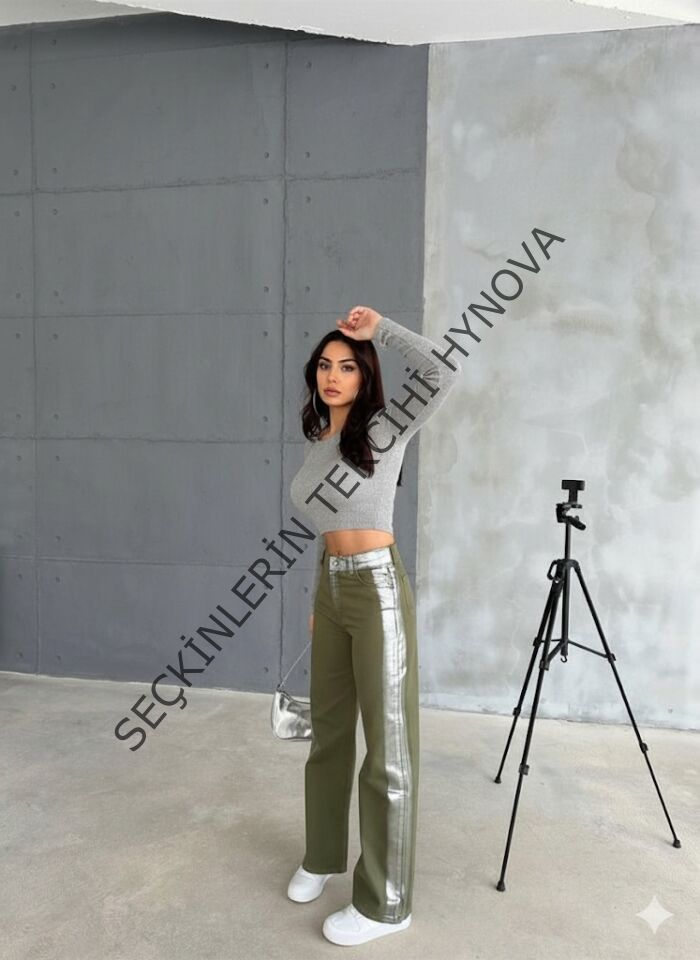 GABARDİN PALAZZO PANTOLON - Haki