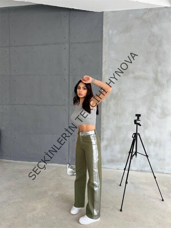 GABARDİN PALAZZO PANTOLON - Haki