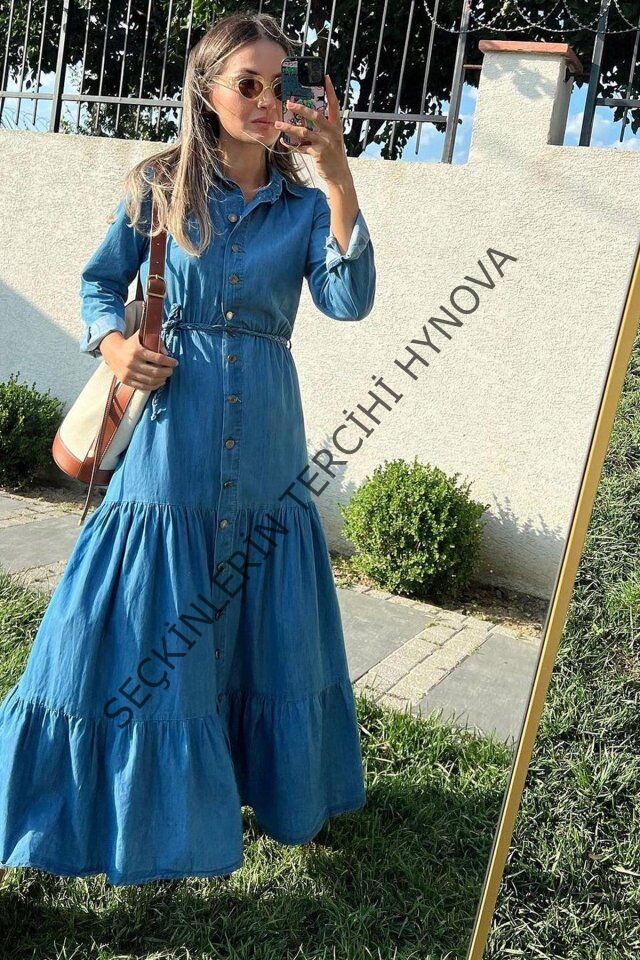 Mavi Gömlek Elbise