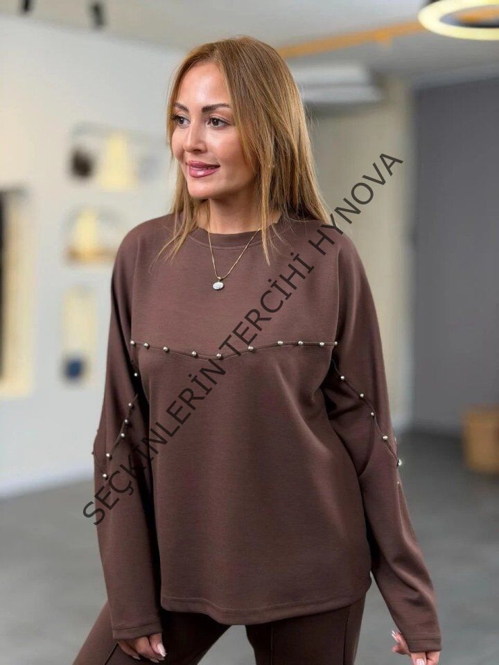 Kadın Inci Detay Modal Kumaş Ikili Takım