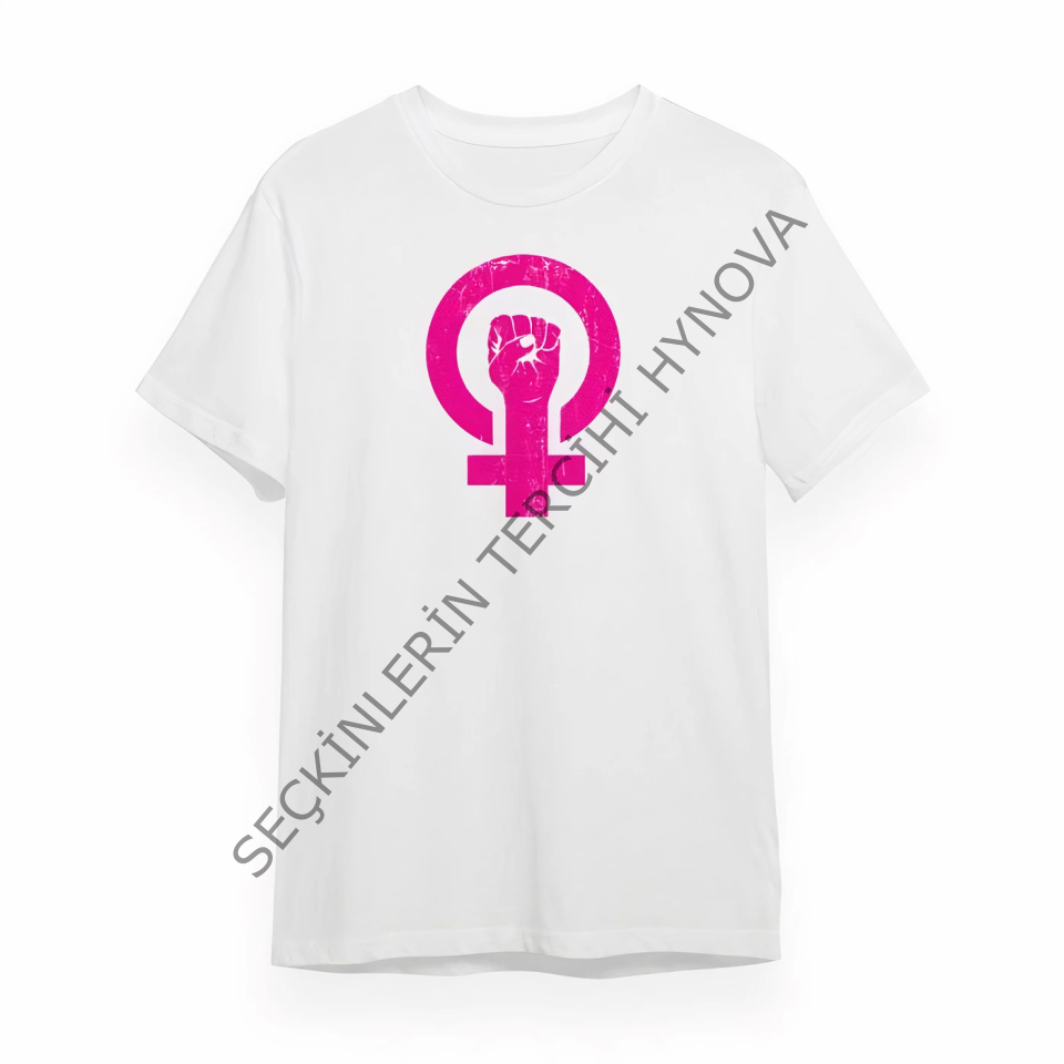 8 Mart Dünya Kadınlar Günü İçin Özel Baskılı T-shirt - Beyaz
