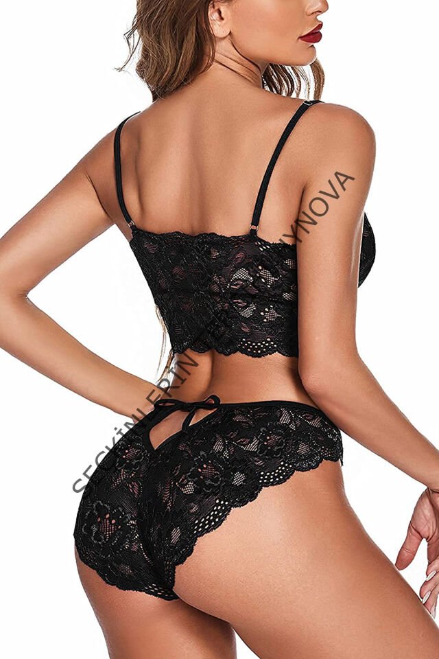 Kadın Siyah Belden Bağlamalı Şık Büstiyer Sütyen – Modern ve Şık Tasarım