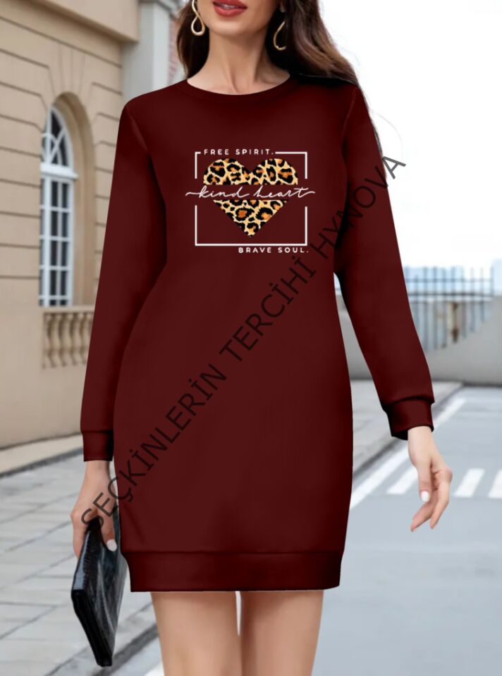 Kadın Uzun Kollu Bisiklet Yaka Desenli Viskon Iki Iplik Bluz