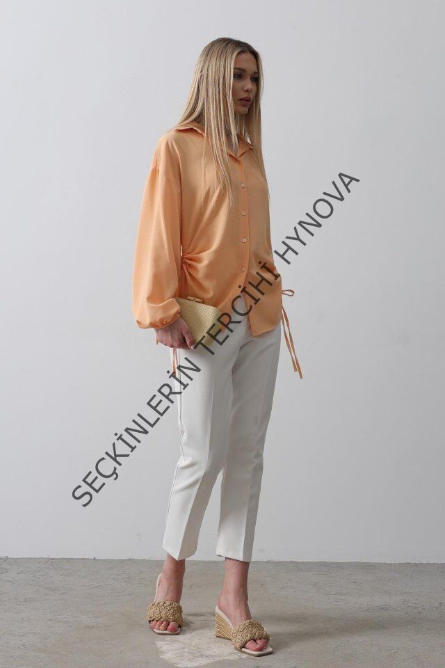 Biye Detaylı Ayrobin Gömlek - Somon