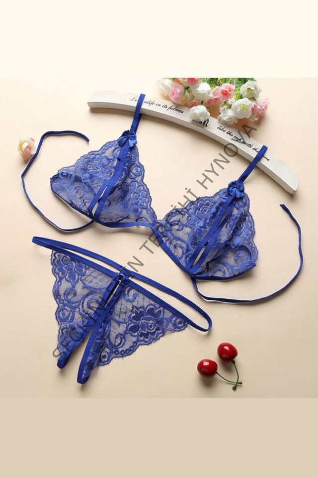 Kadın Mavi Dantelli Sütyen Külot Takımı – Modern, Konforlu ve Günlük Kombinlere Uygun