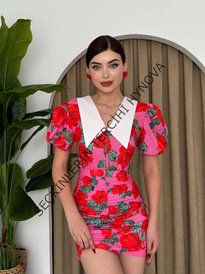 Perast Çiçek Detaylı Elbise