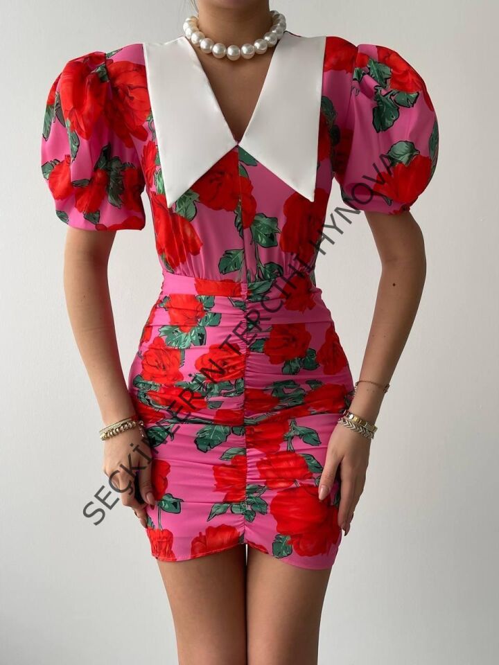 Perast Çiçek Detaylı Elbise