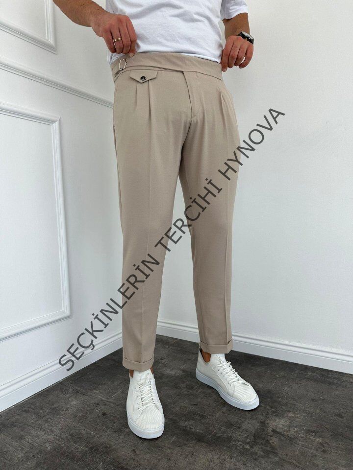Erkek Bel Toka Detaylı Pileli Old Money Pantolon