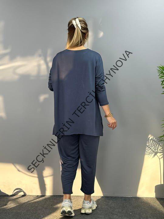 Kadın Iki Iplik Viskon Pamuk Kumaş Arma Detaylı Ikili Takım