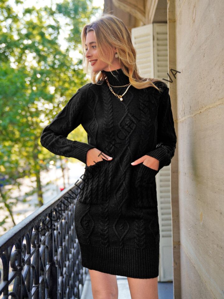 Loren Yünlü Motifli Midi Boy Triko Elbise