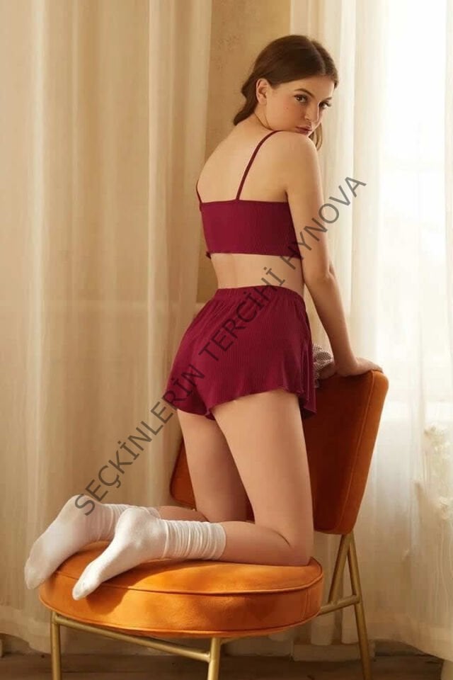 Kadın Bordo Şortlu Kaşkorse Gecelik Takım