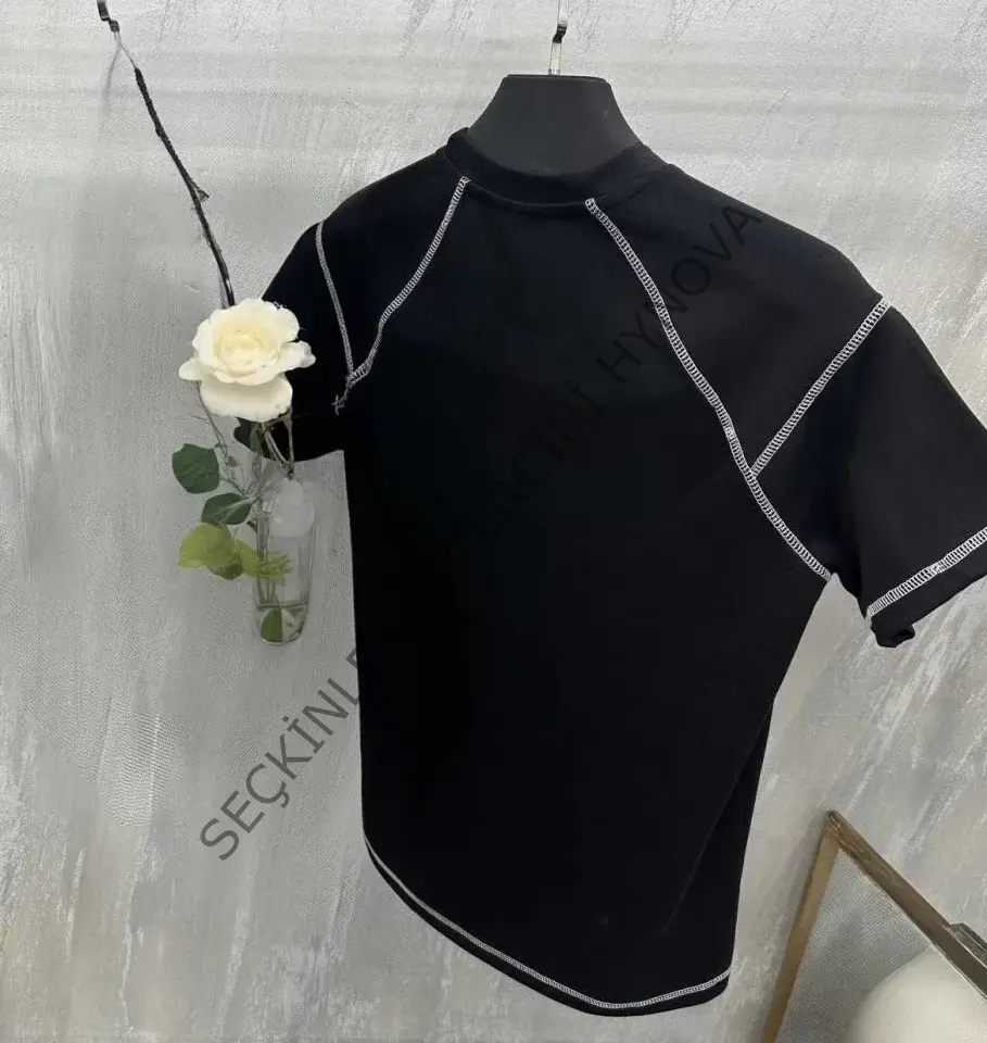 Unisex Karoyaka Dikişli Oversize T-Shirt - Siyah