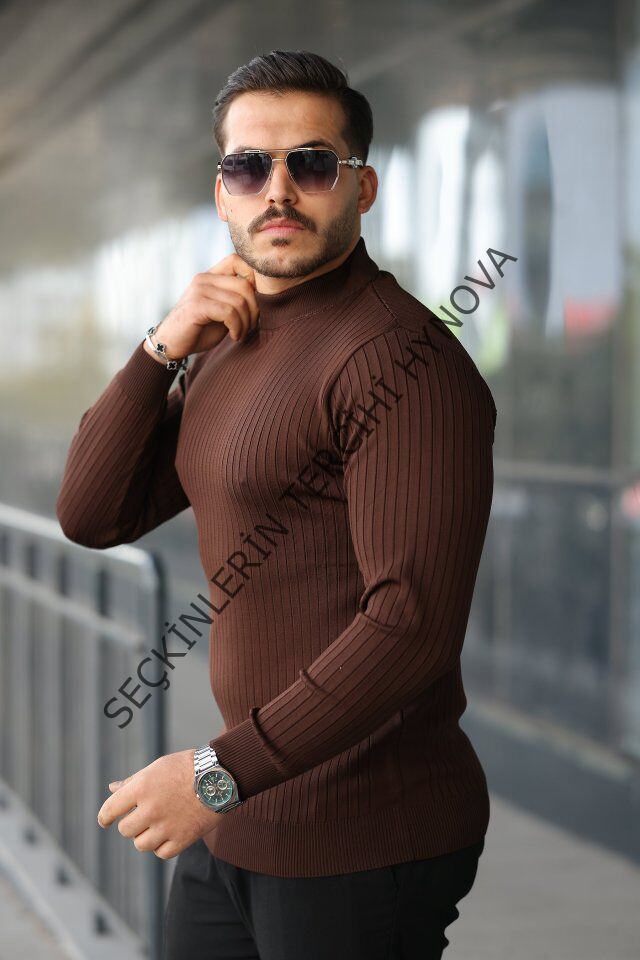 Erkek Yarım Balıkçı Yaka Fitilli Triko